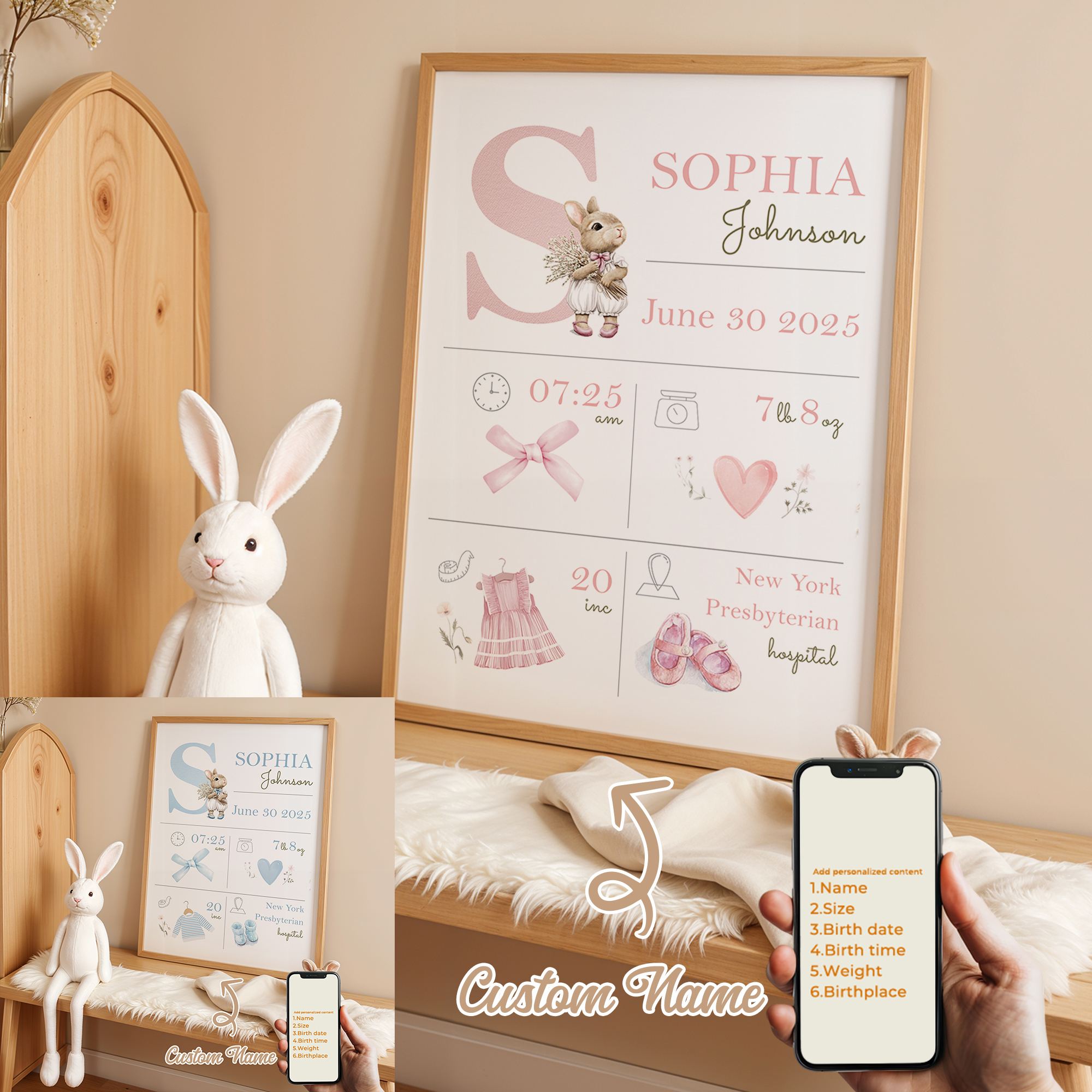 Photography Object - Personalized Custom Name Cartoon Child Birth