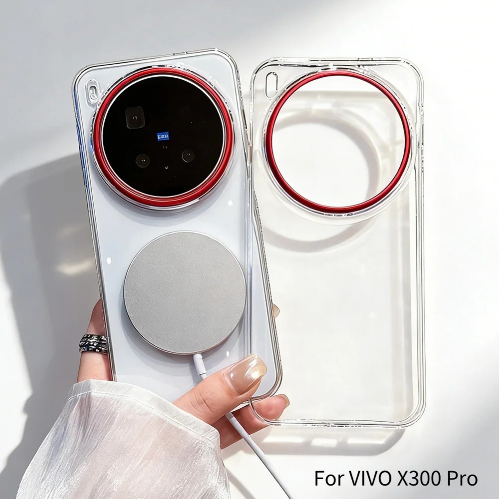 Photography Vivo X300 Pro - Minimalist HD Transparent Magnetic Charging Case