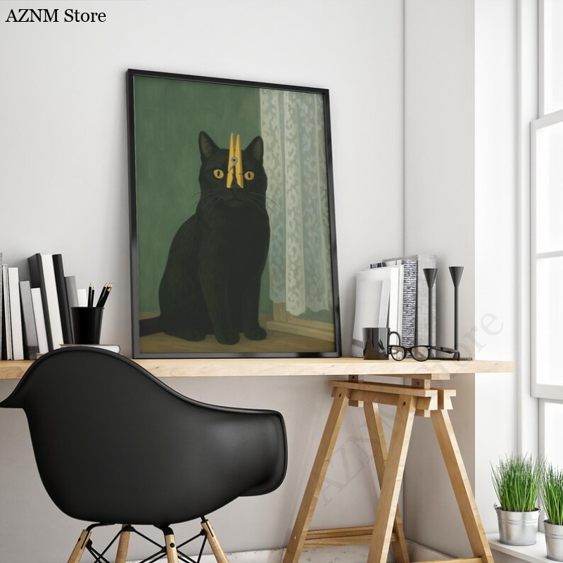 Moody Black Cat Green Backgrou - Photography Jokes 리뷰 및 가격