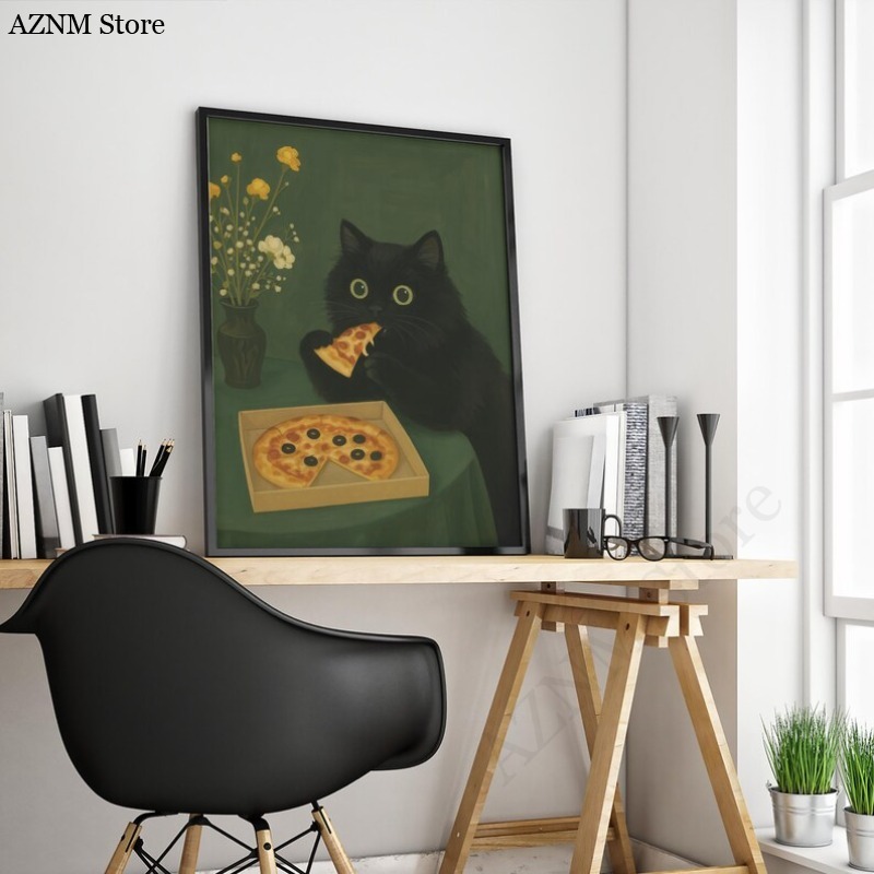 Moody Black Cat Green Backgrou - Photography Jokes 리뷰 및 가격