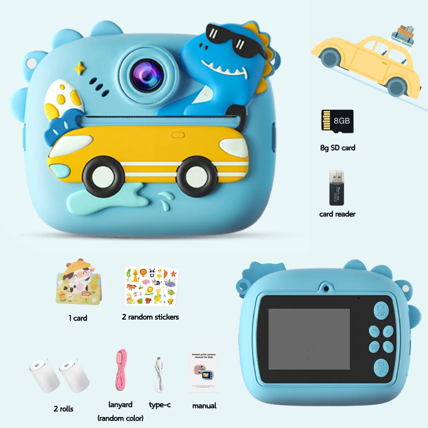 Blue Cute Kids Colorful Instan - Photography Close Up 리뷰 및 가격